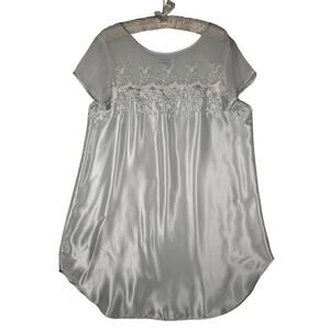 Vtge 70's Bali Studio NightgownLight mint green Lace Sz L Bust 40 "Length 34"